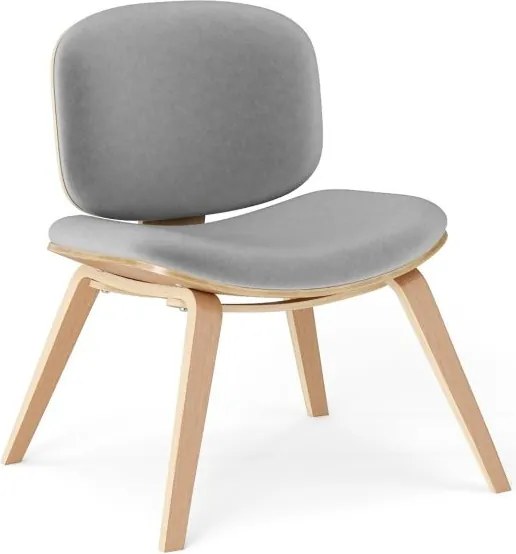 Cadeira auxiliar sem braços com encosto curvo e assento acolchoado largo para sala de jantar, sala de estar ou escritório 59 x 55 x 77 cm Natural