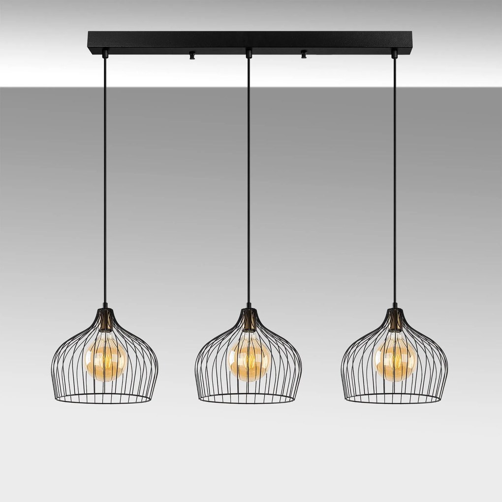Chandelier Bek – Preto Antigo – 100 x 30 x 41-121 cm