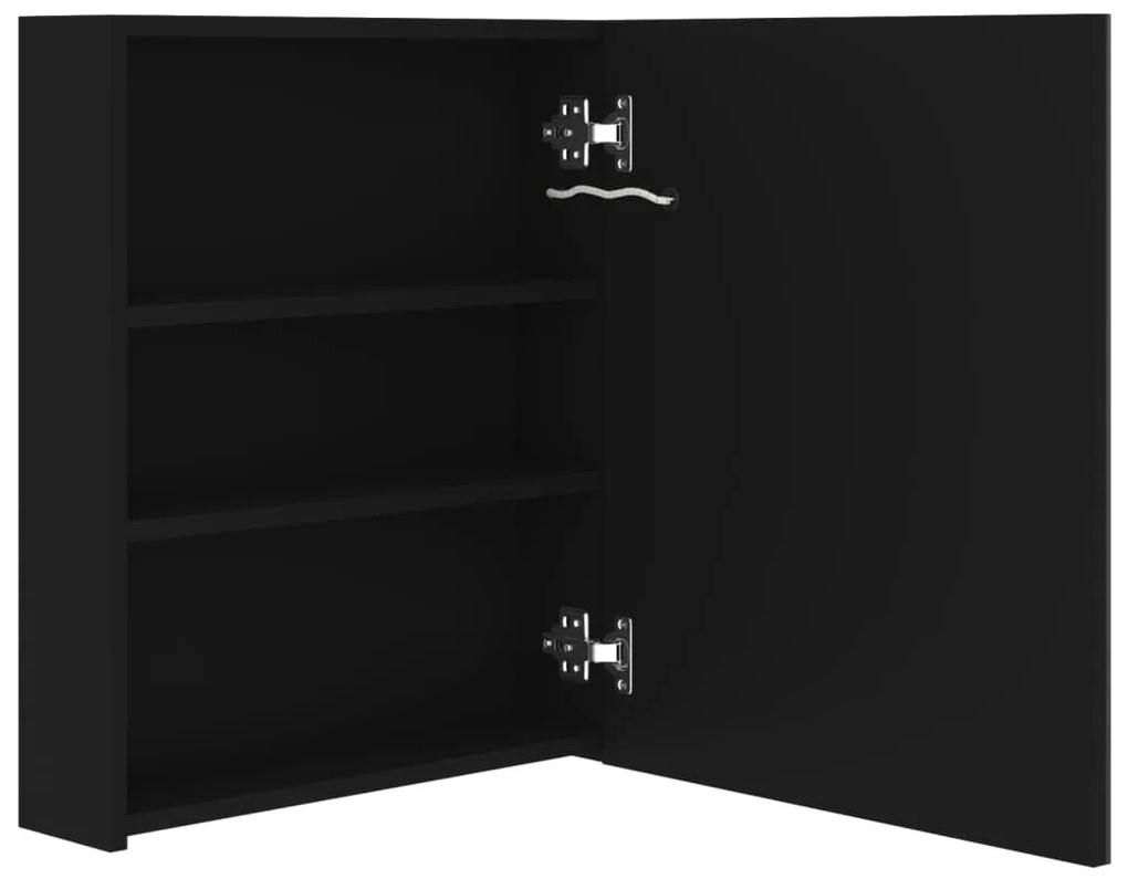 Armário espelhado p/ casa de banho com LED 50x14x60 cm preto