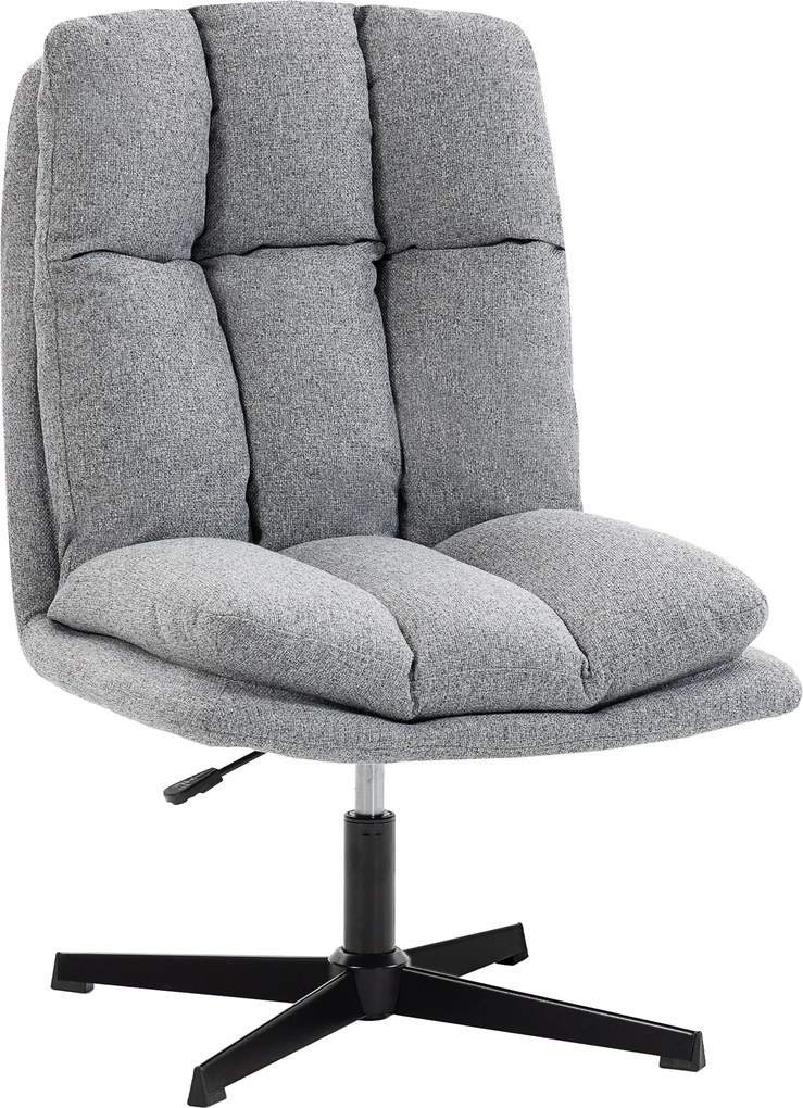 HOMCOM Poltrona de Sala Poltrona Giratória 360° Poltrona Relax com Altura Ajustável Assento Largo 63x75x92-102 cm Cinza Claro | Aosom Portugal