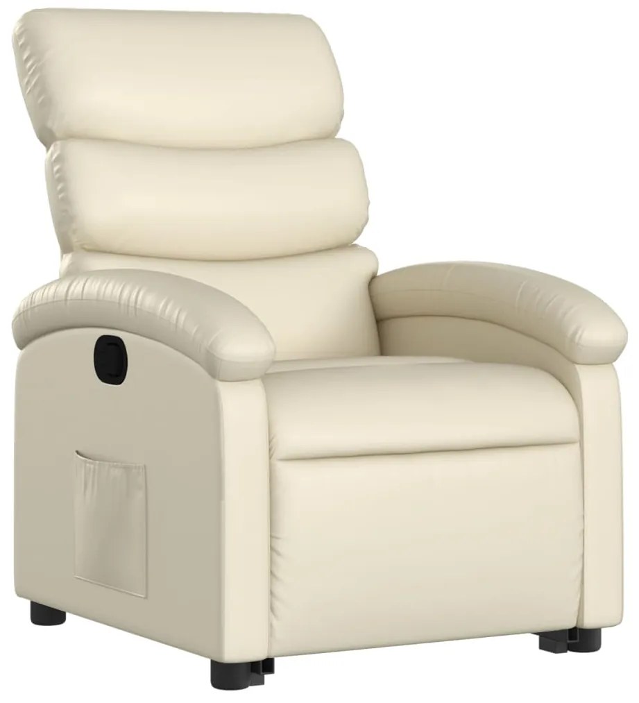 Poltrona reclinável elevatória couro artificial cor creme