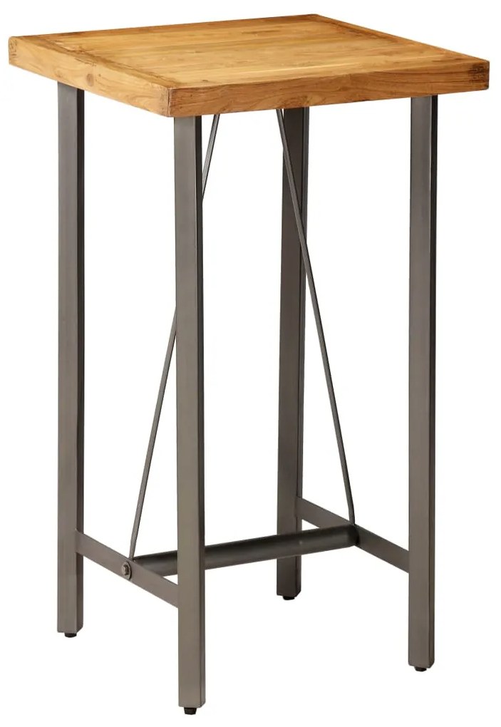Mesa de bar em madeira de teca recuperada maciça 60x60x107 cm