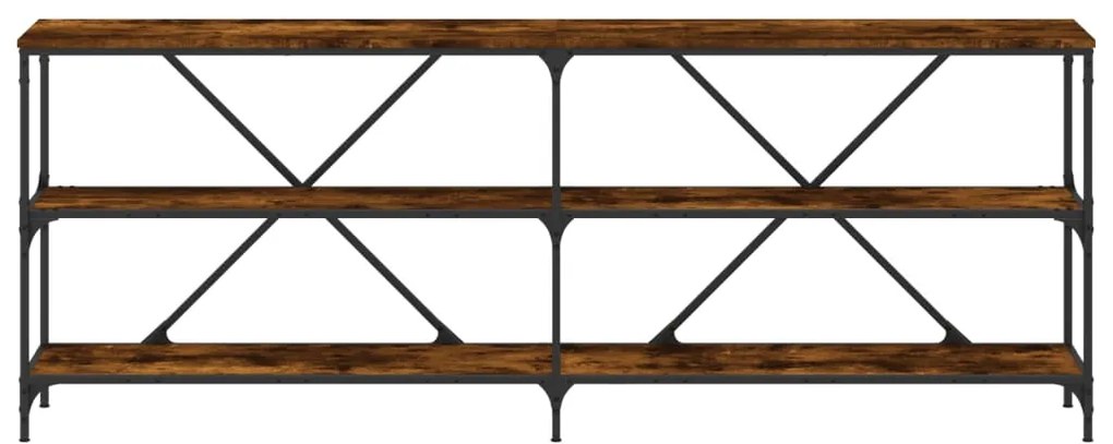Mesa consola 200x30x75 cm deriv. madeira/ferro carvalho fumado