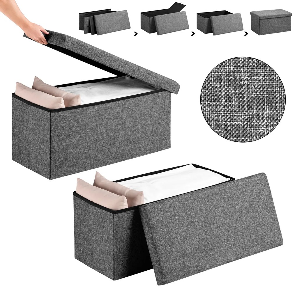 Banco com espaço de arrumação em MDF 80 x 40 x 40 cm Cinzento escuro
