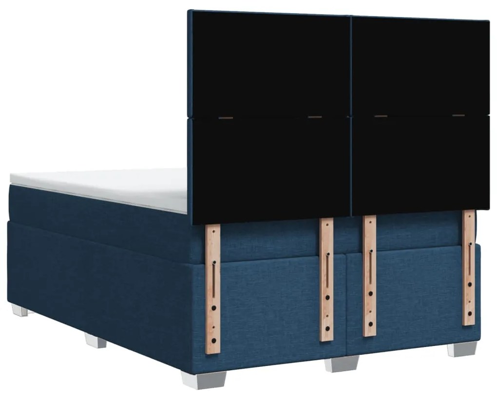 Cama com molas/colchão 140x200 cm tecido azul
