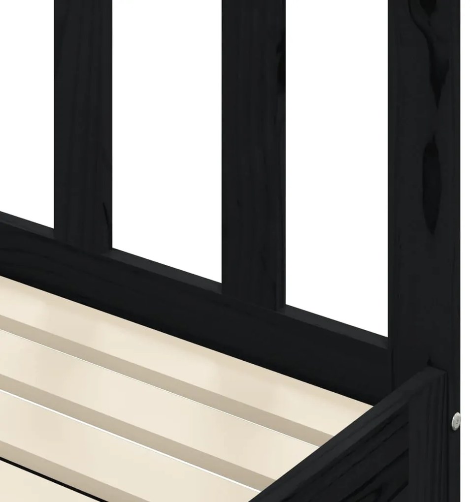 Sofá-cama com gavetão 80x200 cm madeira de pinho maciça preto