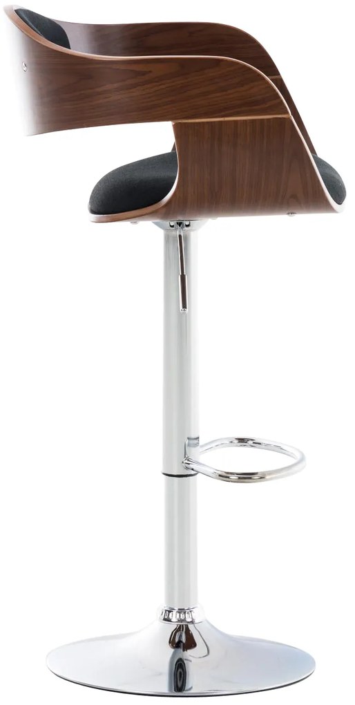 Banco de bar Kingston em tecido e com estrutura cromada 50 x 88-102 x 48 cm Preto + Cor Nogueira