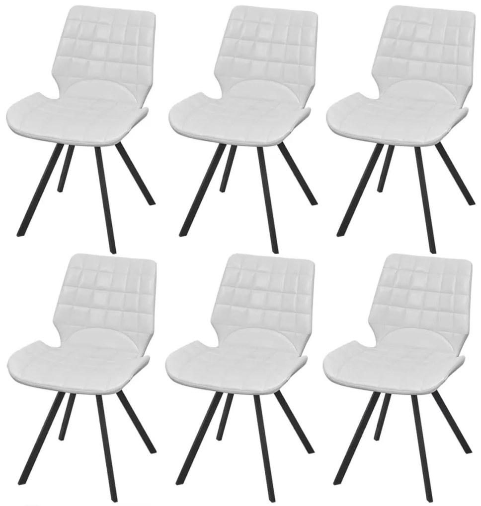 vidaXL Cadeiras de jantar 6 pcs couro artificial branco