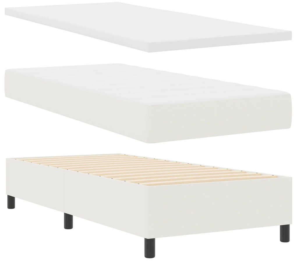 Cama Box Spring com Colchão Creme 90x200 cm Tecido de Veludo