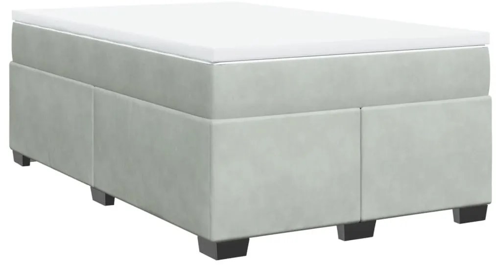 Cama boxspring c/ colchão 120x200 cm veludo cinzento-claro