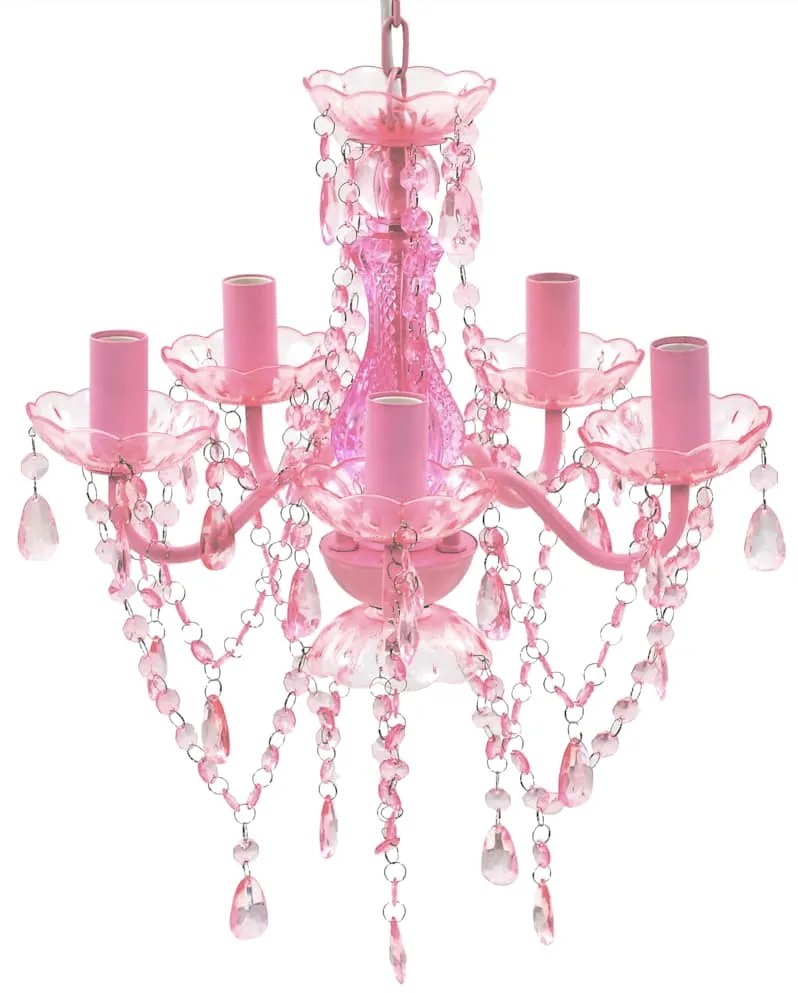 Lustre rosa com 5 bulbos