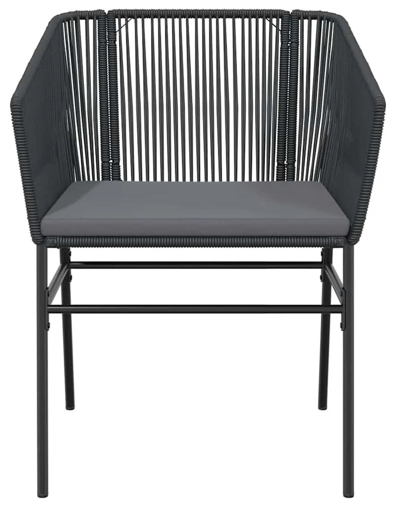 Conjunto de jantar jardim 7 peças almofadas vidro vime PE preto