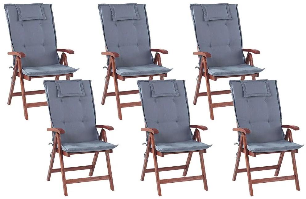 Conjunto de 6 cadeiras de jardim com almofadas azuis TOSCANA Beliani