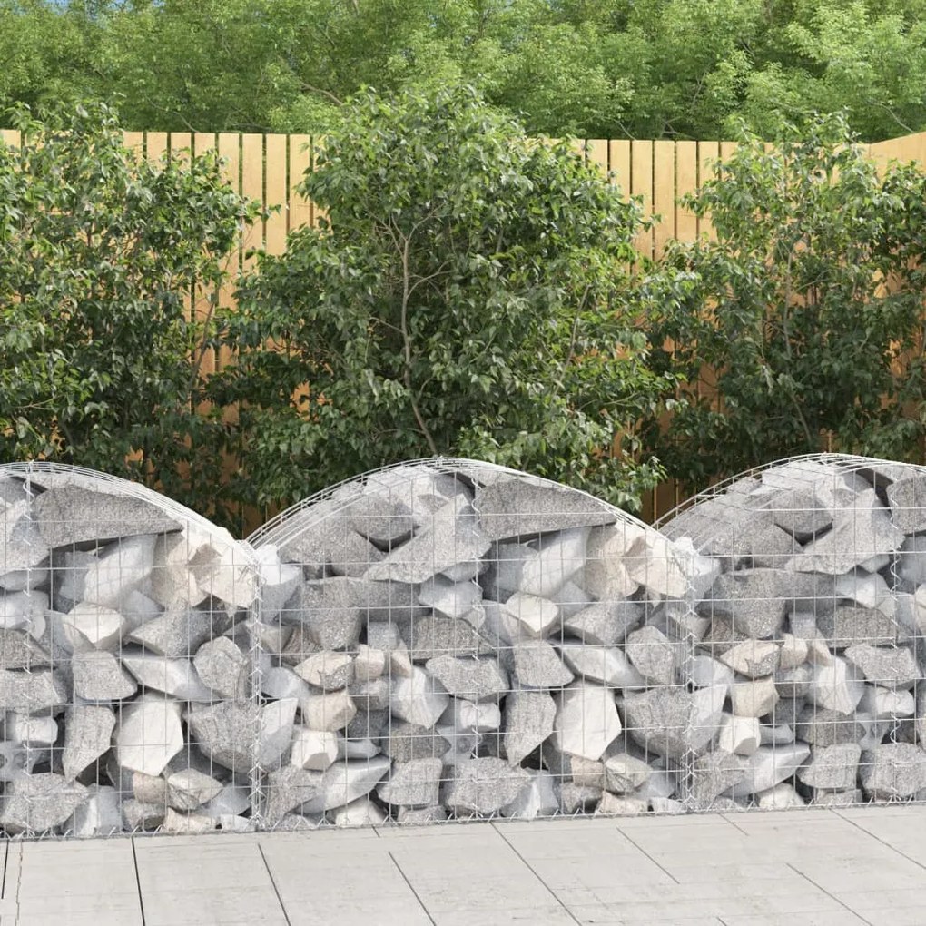 153433 vidaXL Cesto gabião arqueado 100x50x60/80 cm ferro galvanizado
