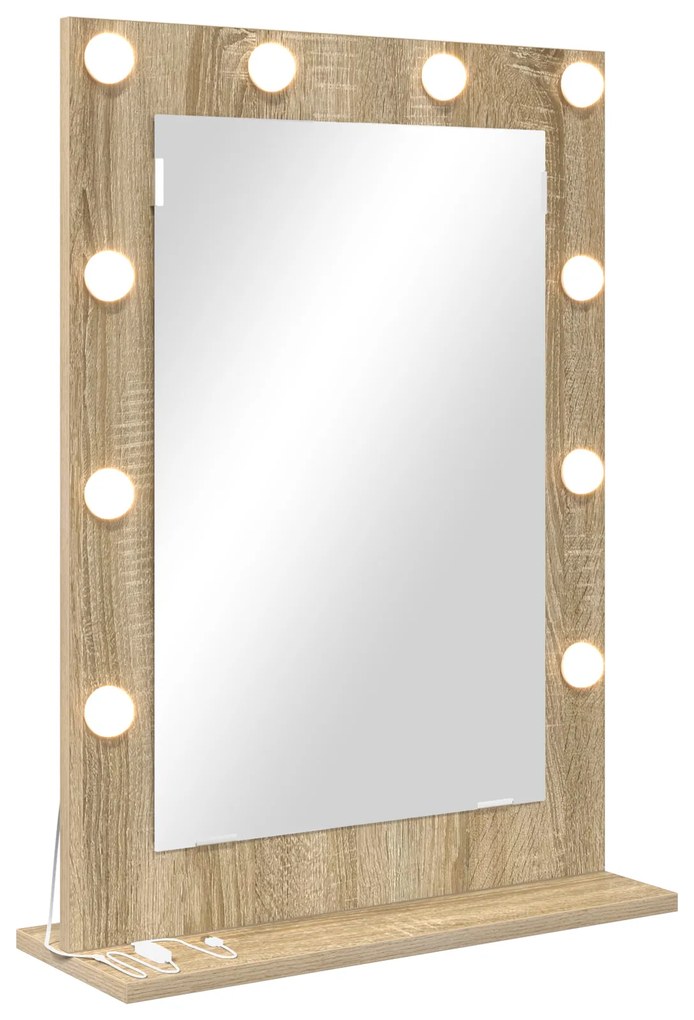 vidaXL Espelho de Maquiagem Carvalho de Sonoma MDF, Vidro 70 x 50 x 18 cm