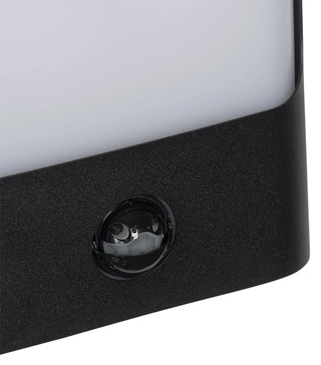 Candeeiro de parede preto com LED IP44 com sensor de movimento - Khuvan Moderno