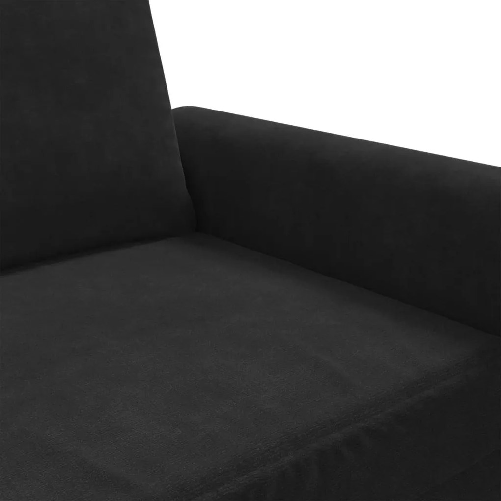 Sofá de 3 lugares 180 cm veludo preto