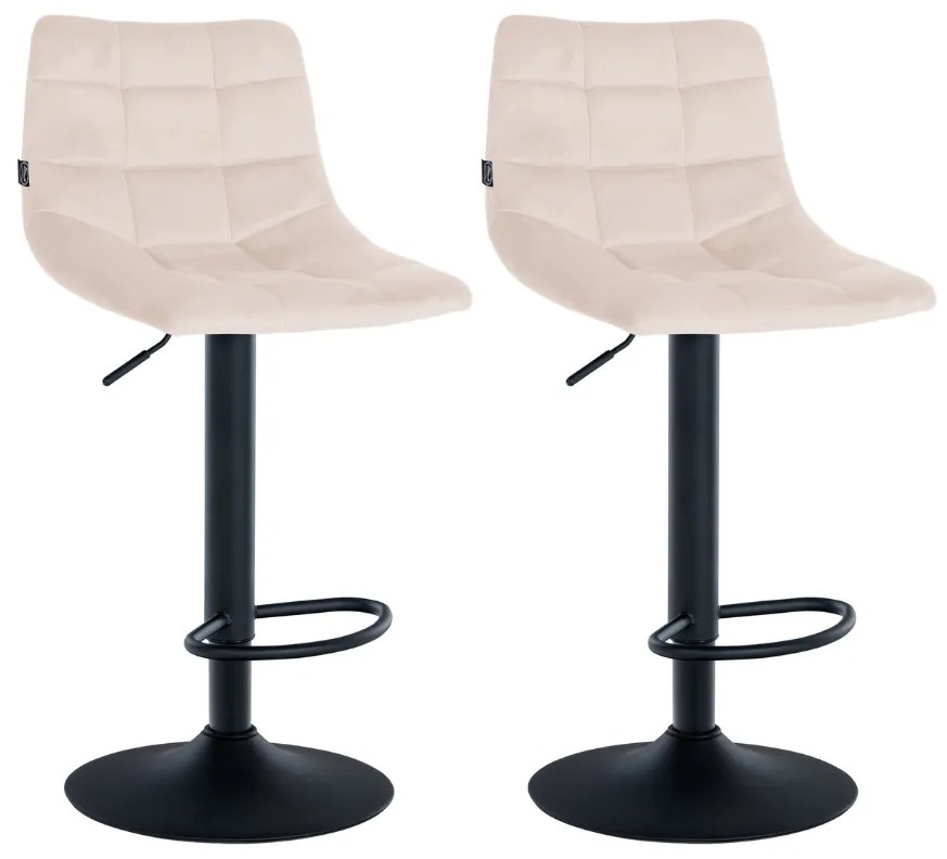 Conjunto de 2 bancos de bar Jerry em veludo com estrutura preta 87-108,5 x 43 x 46,5 cm Bege