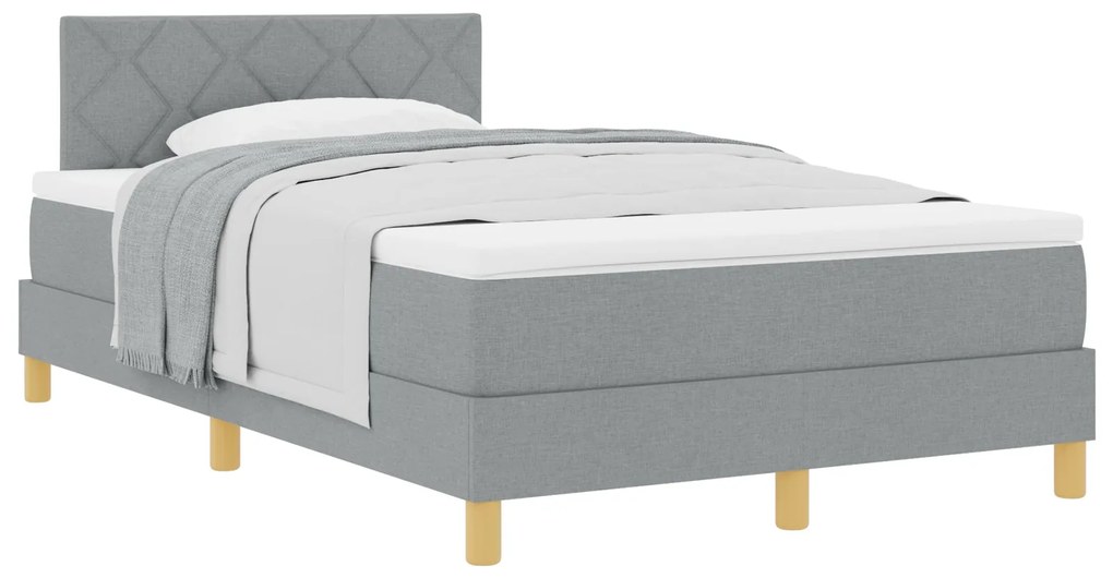 Cama Box Spring com Colchão Cinza Claro 120x200 cm Tecido