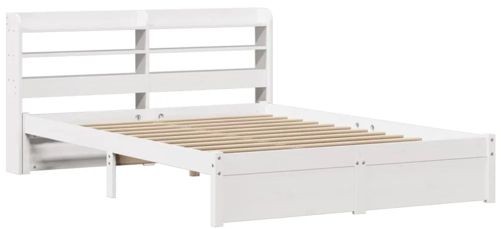 Estrutura de cama c/ cabeceira 150x200 cm pinho maciço branco