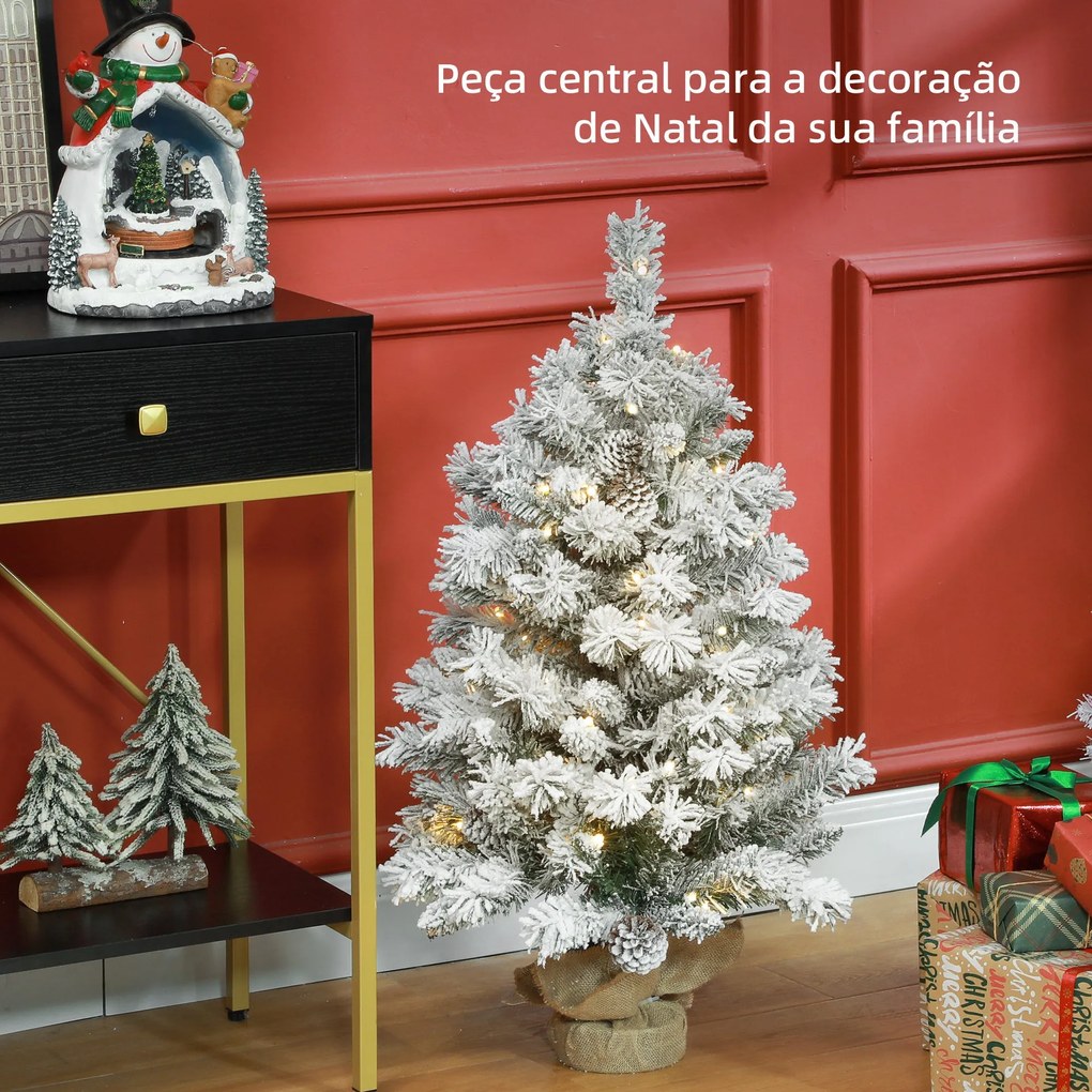 Árvore de Natal 90 cm Árvore de Natal Artificial Nevado com 50 Luzes L