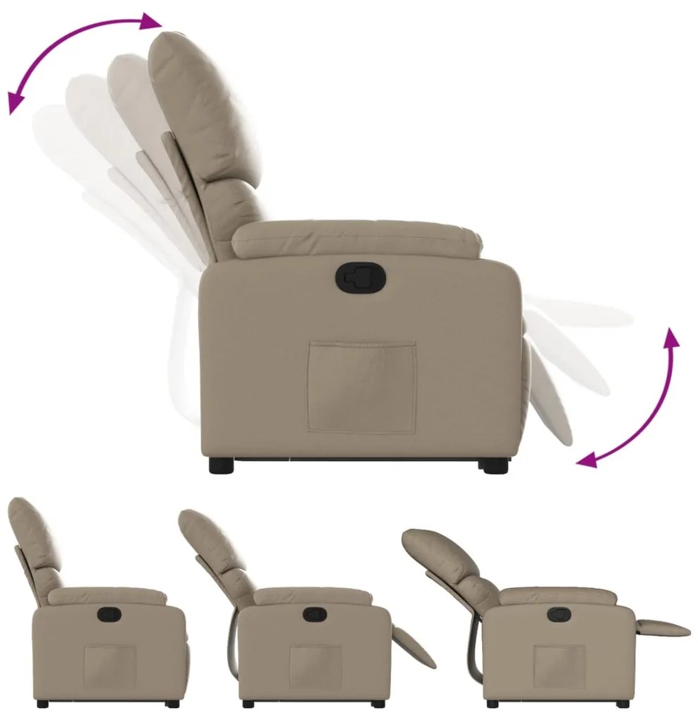 Poltrona reclinável elevatória couro artificial cor cappuccino
