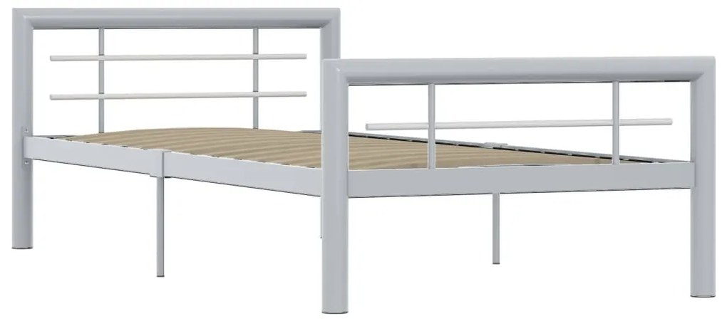 Estrutura de cama 90x200 cm metal cinzento e branco