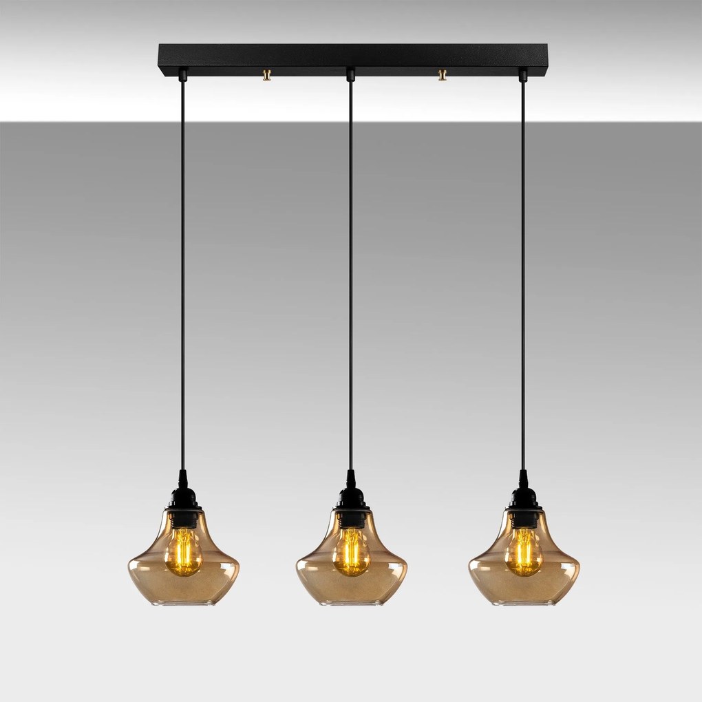 Candeeiro Suspenso Gold – Dourado e Preto – 65 x 17 cm
