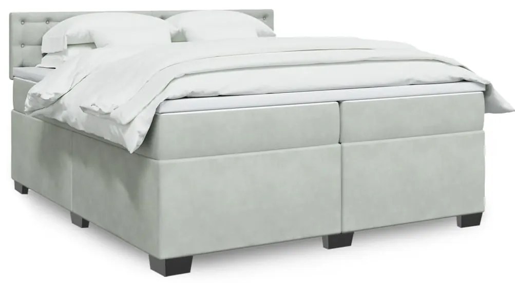 vidaXL Cama com molas/colchão 200x200 cm veludo cinzento-claro