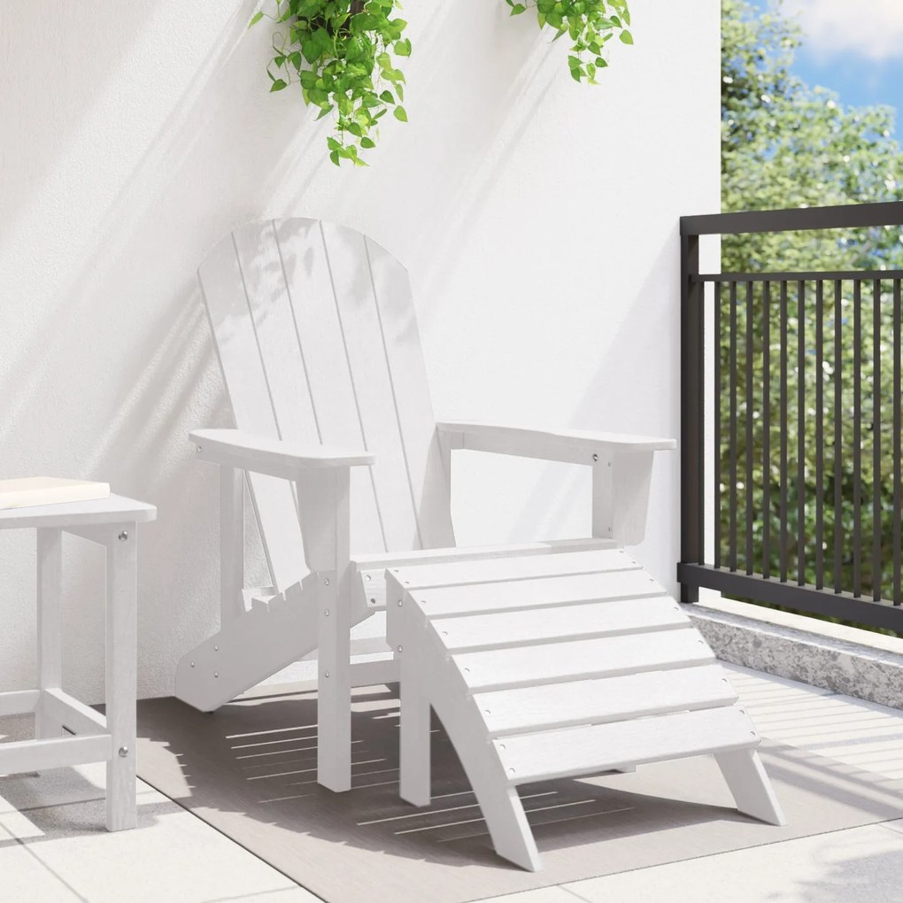 Cadeira Adirondack com Apoio para Pés Branca HDPE