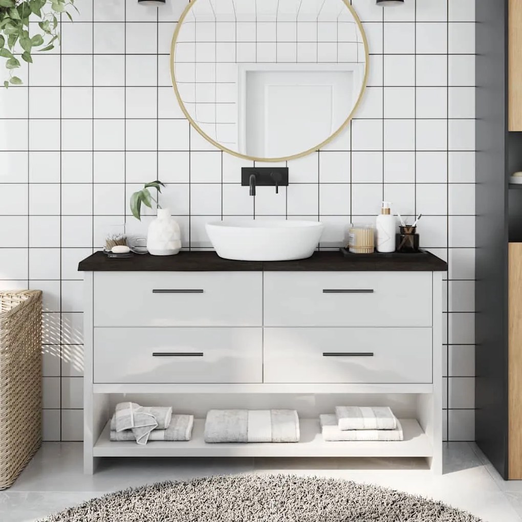 vidaXL Bancada p/ WC 120x30x(2-4)cm madeira tratada maciça castanho