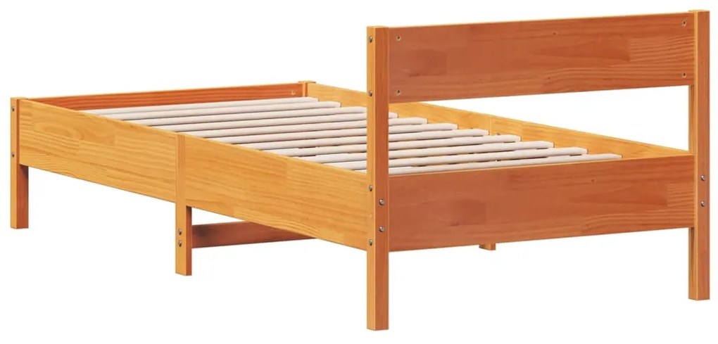 Estrutura cama c/ cabeceira 90x190 cm pinho maciço castanho-mel