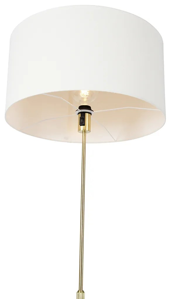 Candeeiro de chão regulável dourado com abajur branco 50 cm - Parte Design