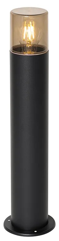 Candeeiro de pé exterior preto com cúpula fumada 50 cm - Odense Moderno
