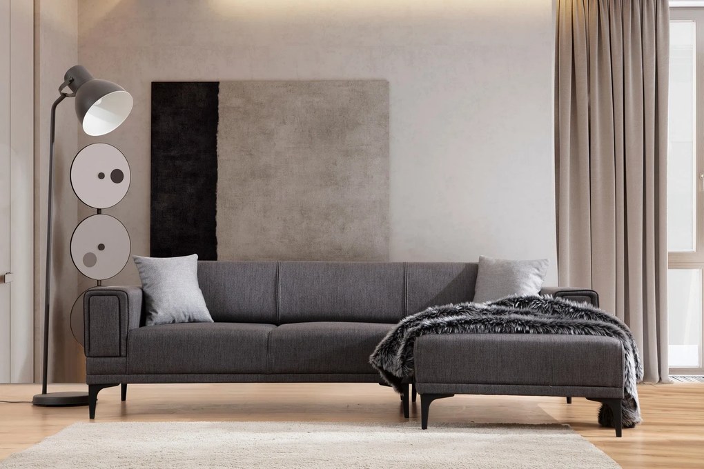 Sofá-Cama de Canto Horizon – Cinzento Escuro – 250x140 cm