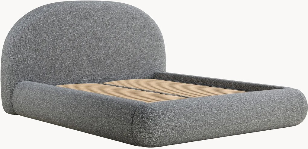 Cama estofada em bouclé artesanal com arrumação Maumere