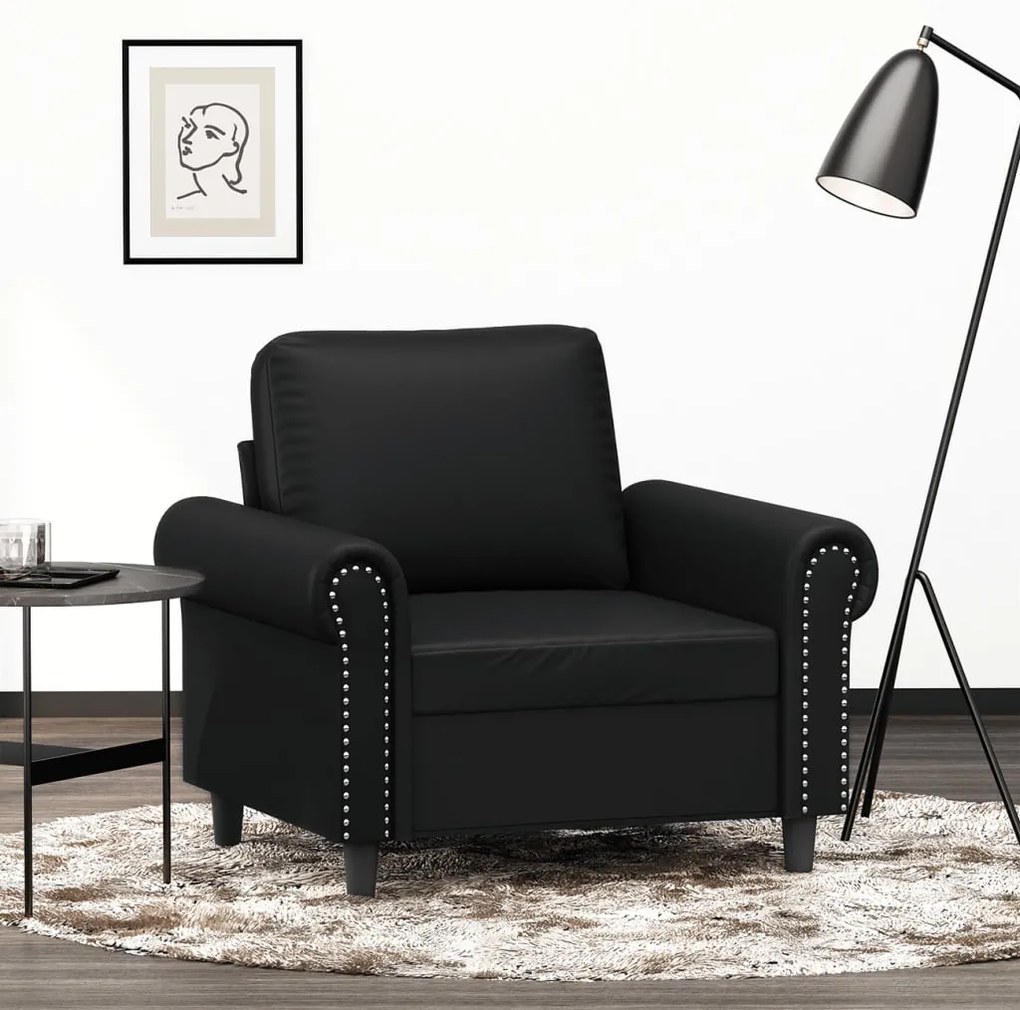 vidaXL Poltrona couro artificial 60 cm preto