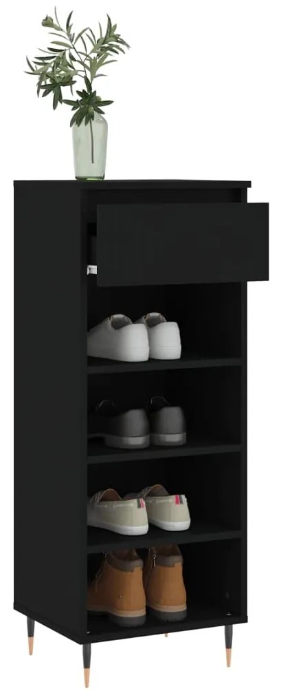 Sapateira Celtia - Com 1 Gaveta e 4 Prateleiras - Cor Preto - 40x36x10