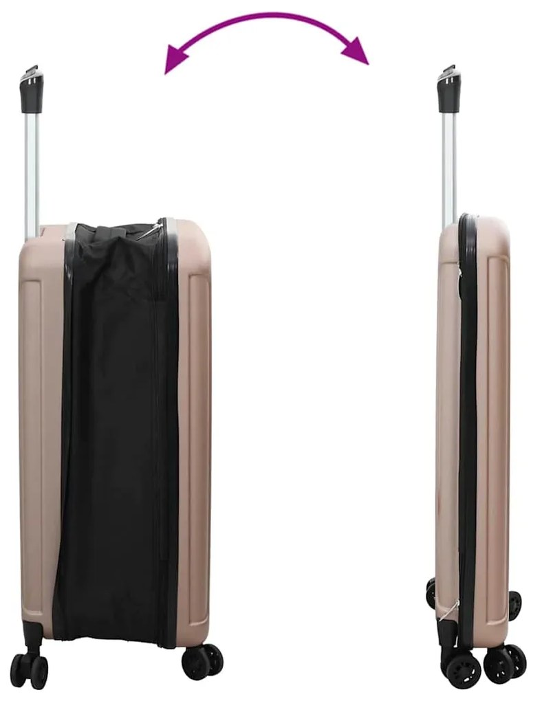 Mala Dobrável Casco Duro 24'' Rosa Dourada 43x27x66 cm ABS