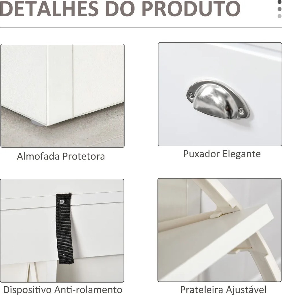 Banco Sapateiro com Armazenamento para 8 Pares de Sapatos com 2 Gavetas Prateleiras Ajustáveis e Almofada Acolchoada para Entrada Corredor 104x24x55cm