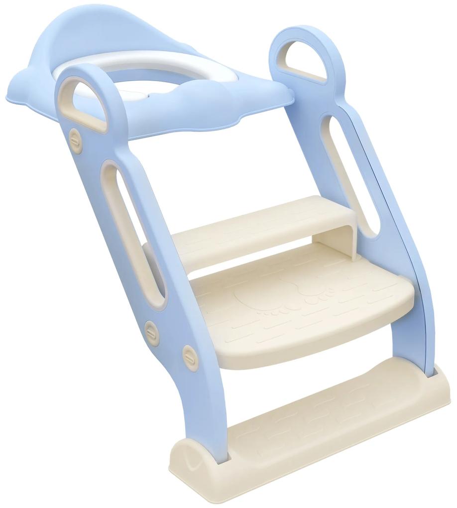 ZONEKIZ Redutor Sanita com Escada Adaptador Sanita para Crianças Dobrável para Crianças de 2-6 Anos Portátil 67,9x42,8x51,5 cm Azul | Aosom Portugal