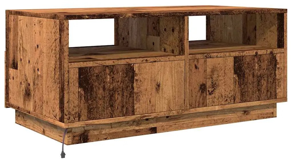 Mesa de centro com luzes LED 90x49x40 cm madeira velha