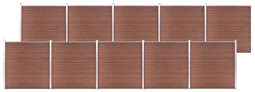 vidaXL Painel de vedação para jardim 1737x186 cm WPC castanho