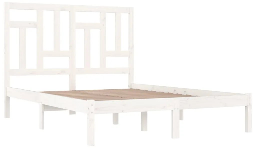 Cama sem colchão 140x200 cm madeira de pinho maciça branco