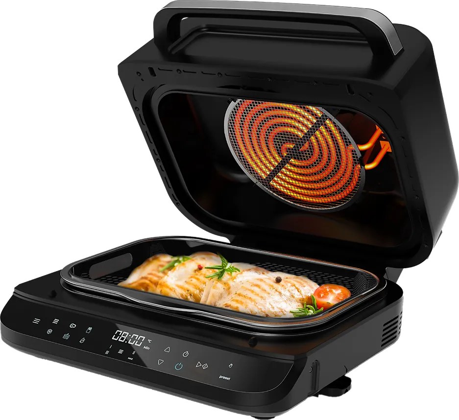 Fritadeira de ar quente com 2400 W Cecofry FireDome 6000 , 6 modos de cozedura e 4 níveis de grill