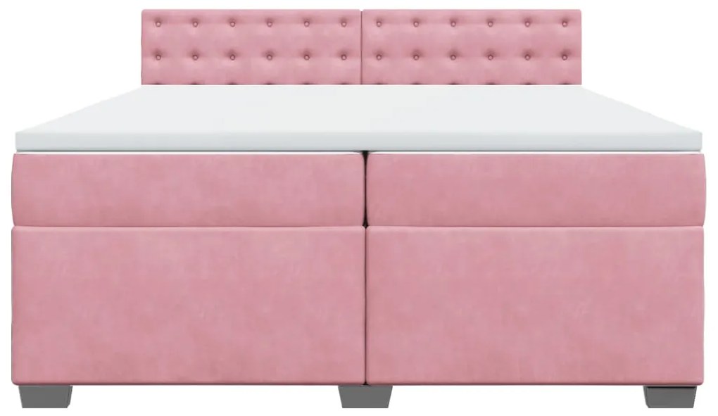 Cama com molas/colchão 200x200 cm veludo rosa