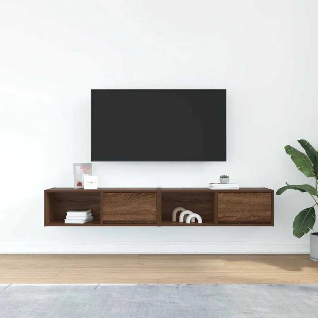 Móveis de TV 2pcs 80x31x25,5cm deriv. madeira carvalho castanho