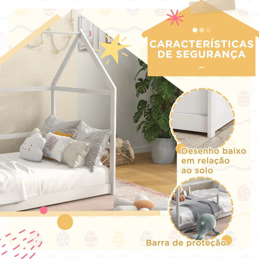 AIYAPLAY Cama para Crianças 90x190 cm Cama Infantil em Forma de Casa c