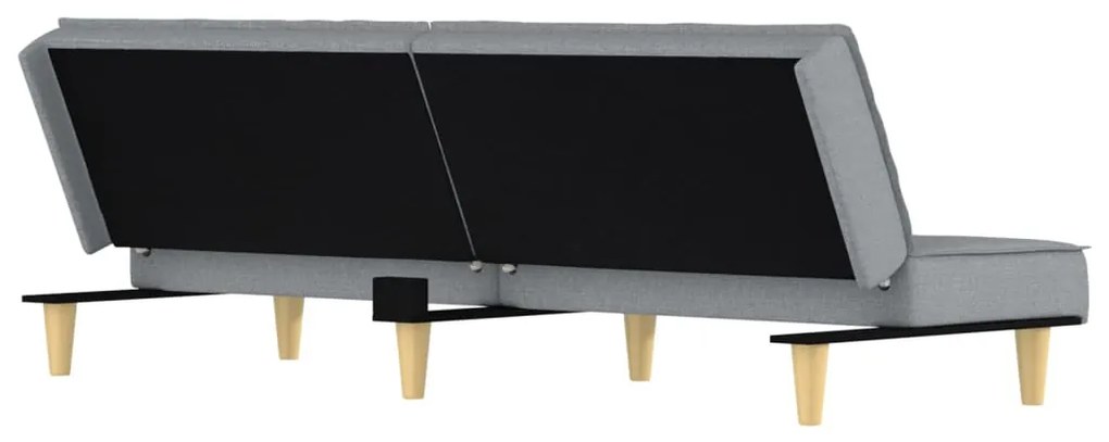Sofá-cama tecido cinzento-claro