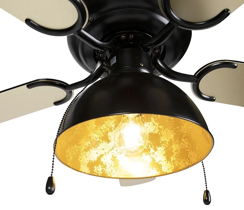 Ventilador de teto preto com bege 130cm com cordão - Mistral Magna